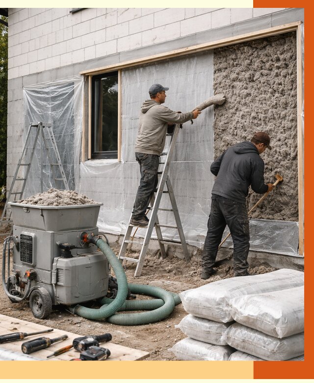 Утепление дома из газобетона эковатой в Красногорске от 4572 руб./м2 | ТепломастерКрр